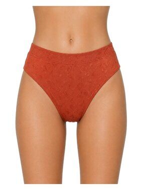 The Upside Womens High-Waisted Burnt Orange Bikini Bottom XS Leopard Jacquard De